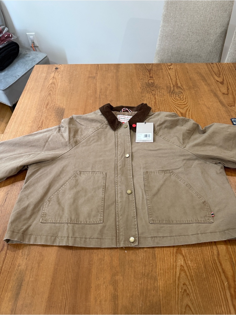 Hunter Tan Utility/Barn Jacket with Accent Brown Collar - Picture 9 of 9